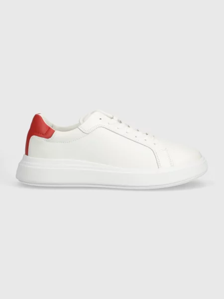 Calvin Klein Usnjene superge LOW TOP LACE UP LTH bela