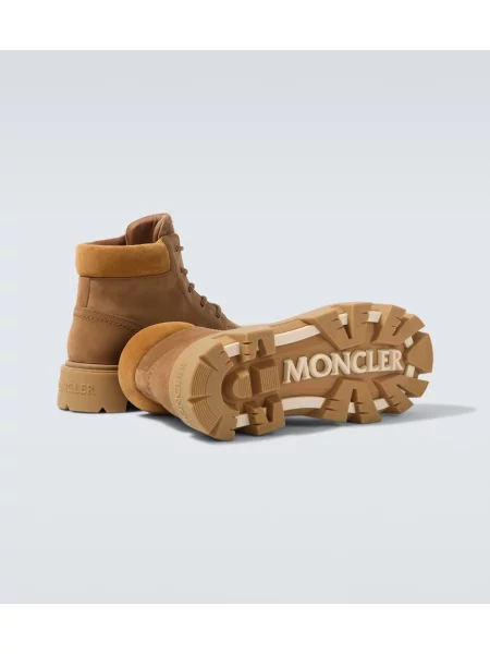 Cizme scurte Moncler din piele de căprioară bej