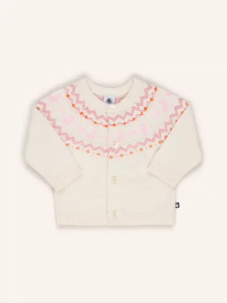 Petit Bateau Zestaw: Kardigan I Spodnie Z Dzianiny weiss różowe