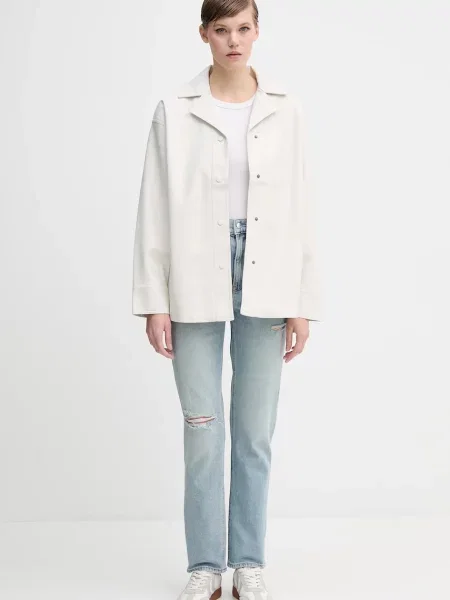 Calvin Klein Jeans koszula relaxed z kołnierzykiem klasycznym beżowy