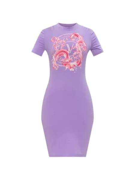 Sukienka jeansowa Versace Jeans Couture fioletowa