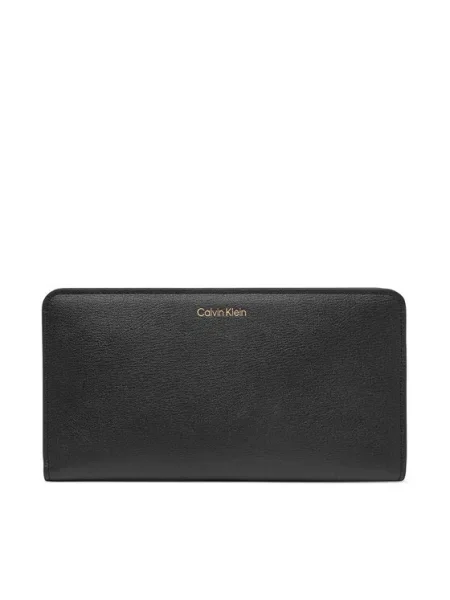 Calvin Klein Piniginė Foil Logo Passport Longfold juoda