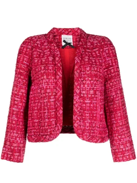 Kurtka Edward Achour Paris tweedowa o krotszym kroju czerwona
