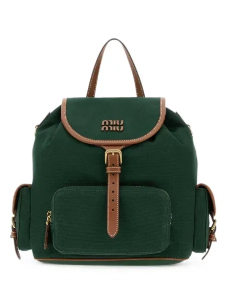 Rucsac Miu Miu din canvas cu autograf verde