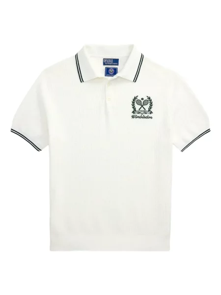 Tricou Polo Ralph Lauren din piele cu broderie în carouri maro
