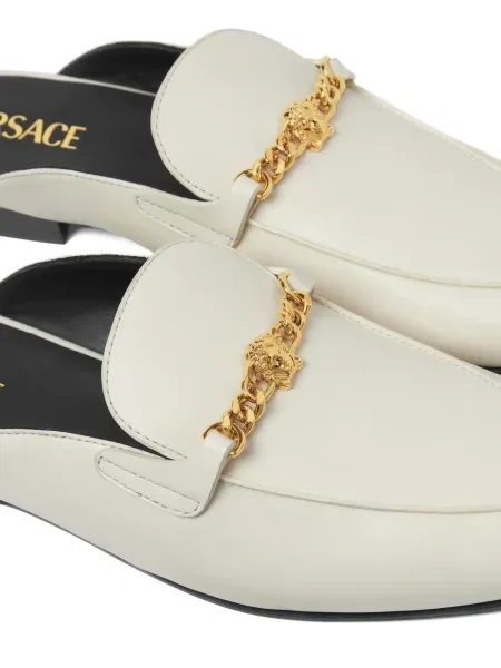 Papuci tip mules Versace din piele alb