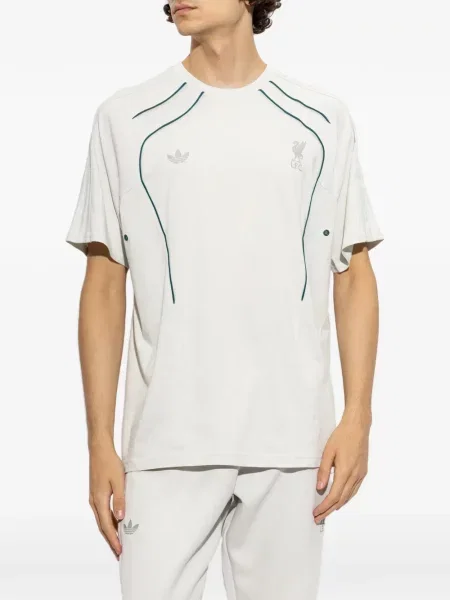 Lung tricou Adidas cu imagine plasă alb