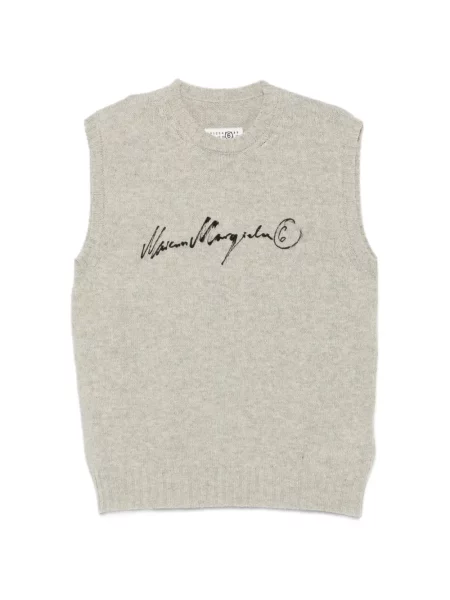 Pulover Mm6 Maison Margiela tricotate cu imagine gri