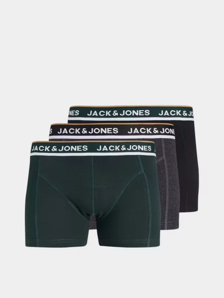 Труси JACK & JONES SWAY SOLID TRUNKS зелений/чорний бавовна/еластан чорні