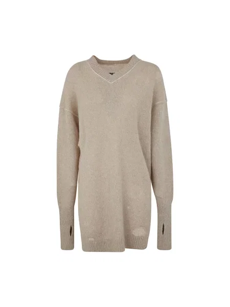 Mała mały sukienka mini Mm6 Maison Margiela z dekoltem w serek beżowa