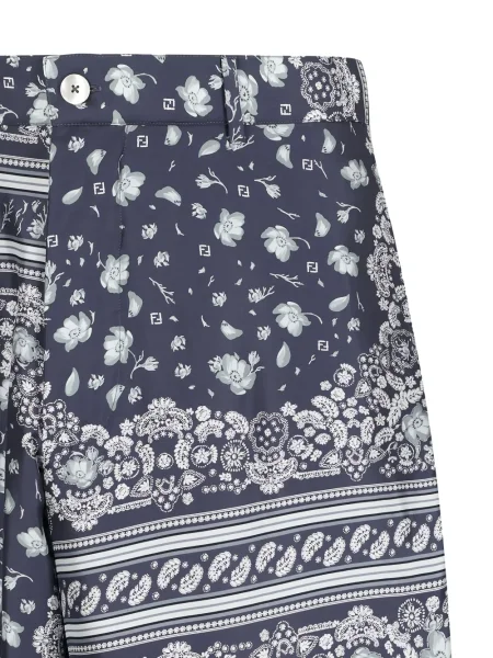 Pantaloni scurți Fendi de mătase cu imagine albastru
