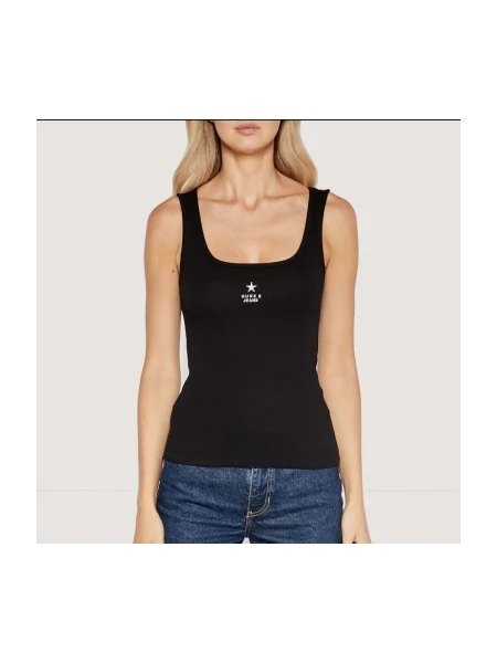 GUESS JEANS Top albastru noapte / alb negru