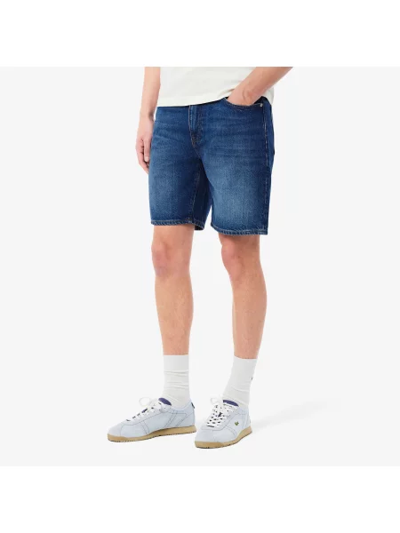 Lacoste Bermudy Jeansowe O Prostym Kroju niebieskie