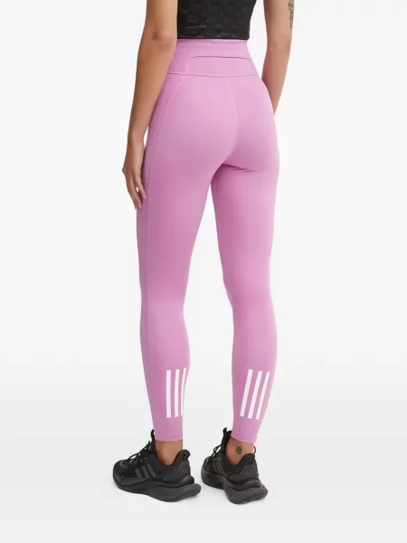 Ριγέ τρέξιμο μπλούζα Adidas από διχτυωτό κόκκινο