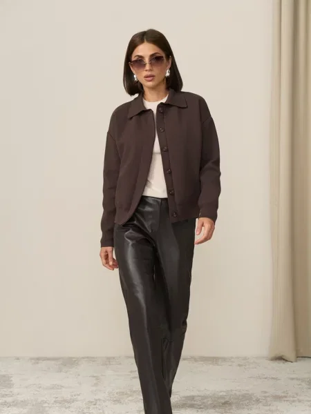 Кардиган TrikoBakh темно-коричневий текстиль коричневий