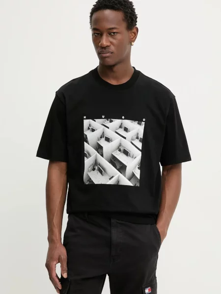 HUGO tricou din Dodger cu imprimeu negru