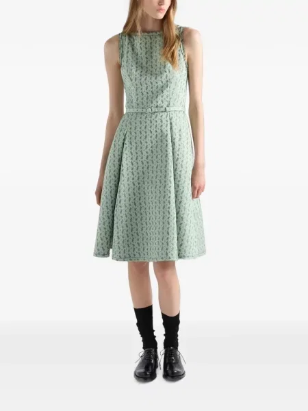 Rochie Prada cu model floral cu imagine verde
