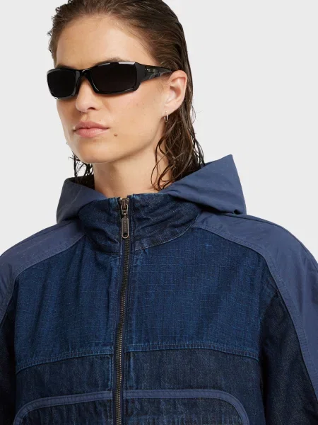 Джинсова куртка G-star Raw з капюшоном синя