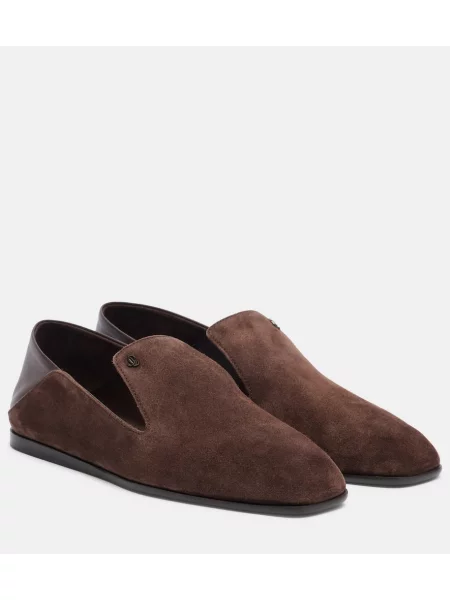 Pantofi loafer Jimmy Choo din piele de căprioară maro