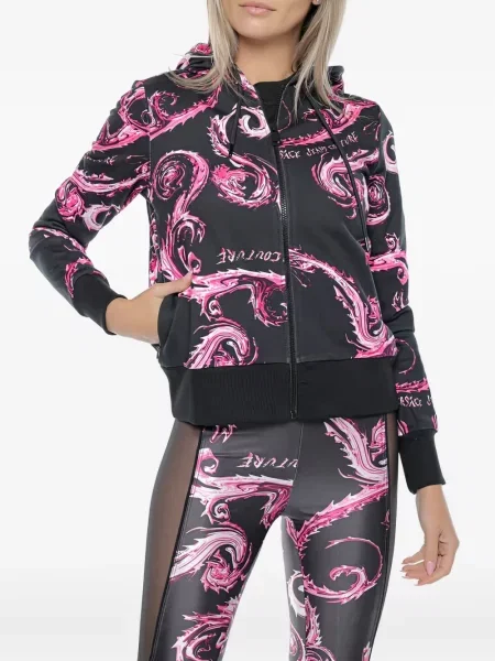 Geacă de blugi Versace Jeans Couture cu glugă negru