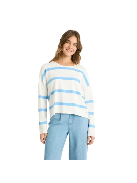 Sweter Lieblingsstück w paski z paskiem niebieski