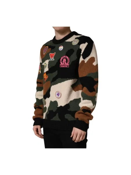 Sweter Dolce And Gabbana wełniany w kamuflażu