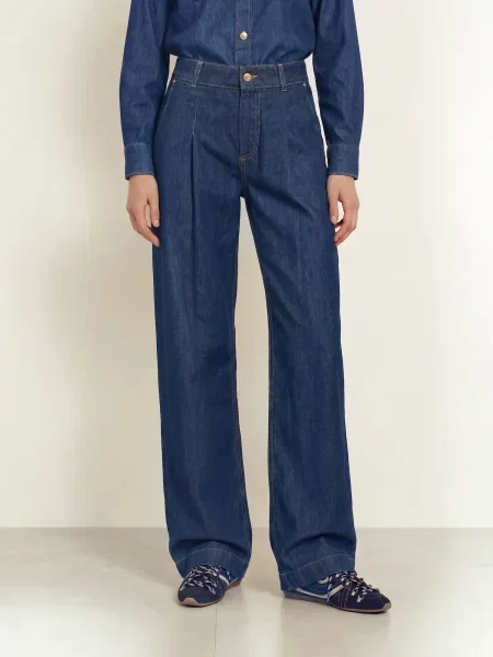 Claudie Pierlot Jeansy Wide Leg blau niebieskie