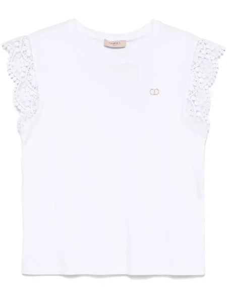 Tricou Twinset din dantelă alb