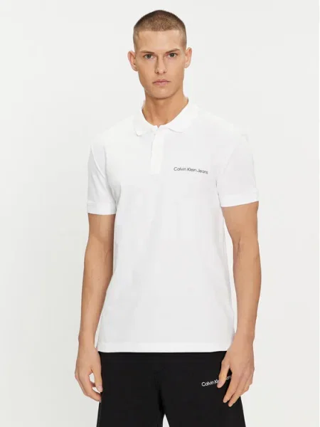 Polo Calvin Klein Jeans cu mâneci scurte alb
