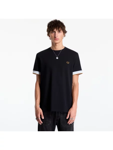 Tricou FRED PERRY Twin Tipped Cuff T-shirt Black XL negru