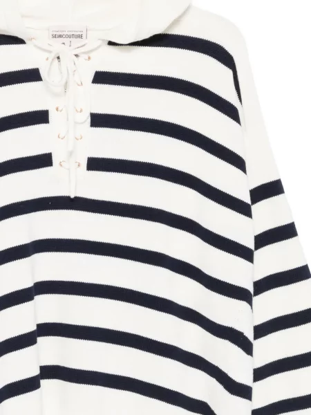 Hanorac cu glugă Semicouture cu dungi alb