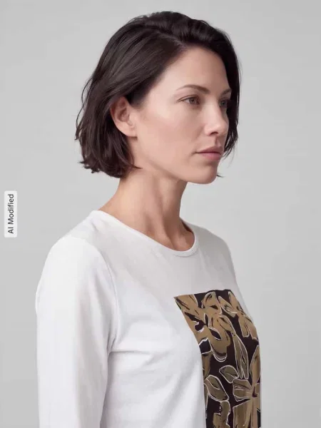 Bluzka z rękawem o dł. z nadrukiem z przodu Tom Tailor biała