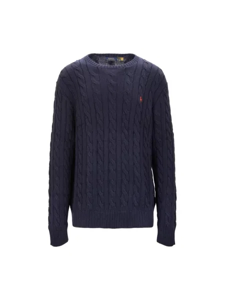 Sweter z dzianiny z wyhaftowanym logo Polo Ralph Lauren niebieski