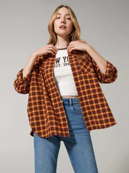 Картата сорочка oversize різнобарвний