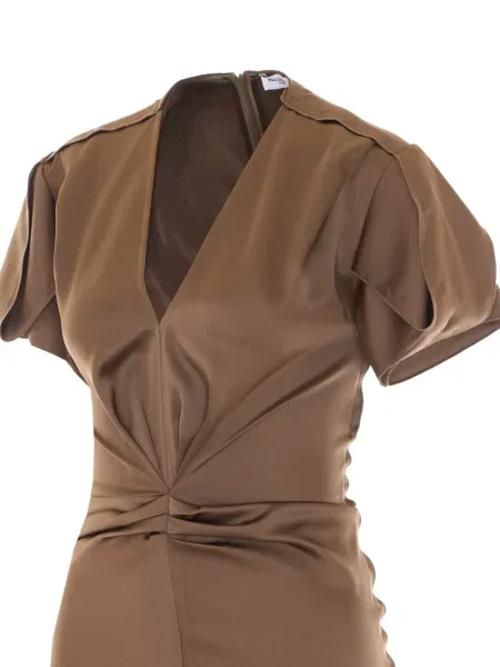 Rochie midi Rue Du Bac cu volane maro