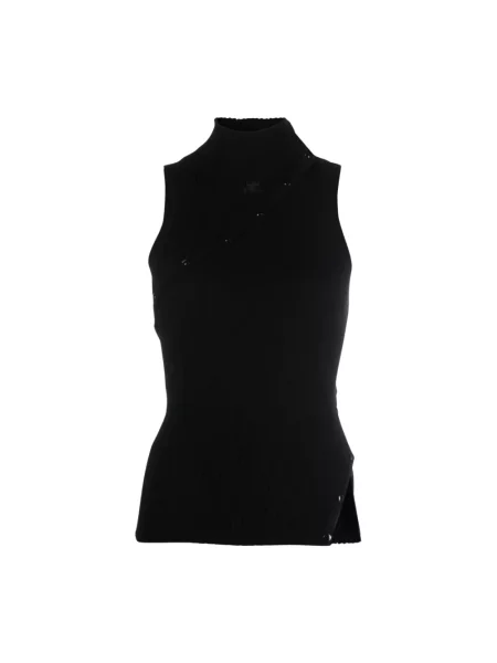 Dzianinowy sweter z golfem Courreges do golfa czarny