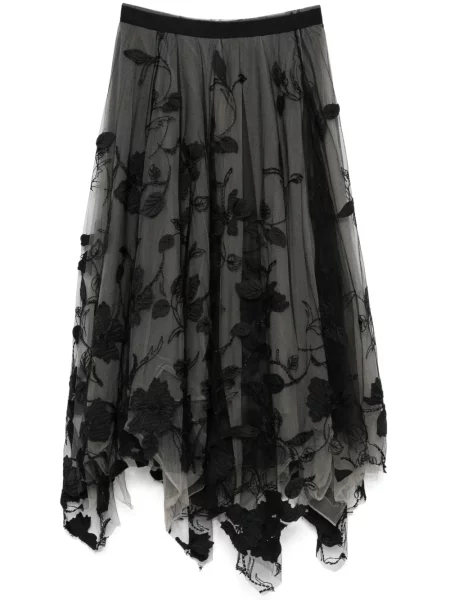 Fustă midi Marc Le Bihan cu model floral gri