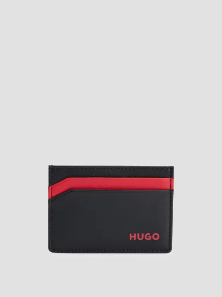 Кожаный кошелек Hugo черный