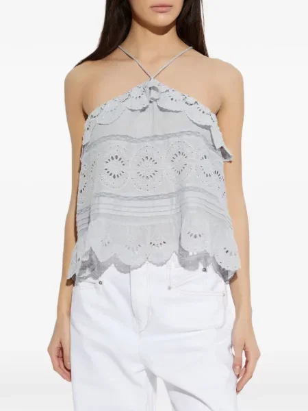 Top Marant Etoile cu broderie albastru
