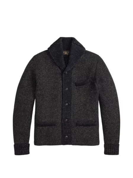 Cardigan Ralph Lauren Rrl tricotate cu rever albastru