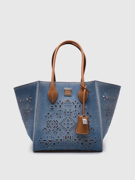 Сумка-тоут Maggie з перфорацією Ermanno Scervino синя