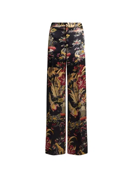 Pantaloni Etro din satin cu model floral cu imagine negru