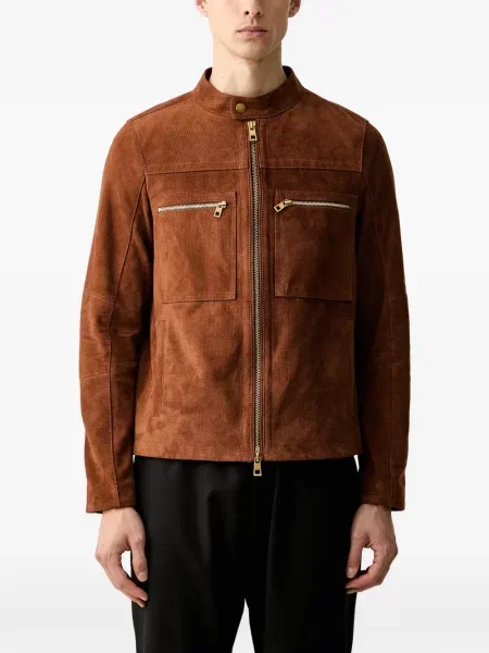Geacă Michael Kors din piele de căprioară maro