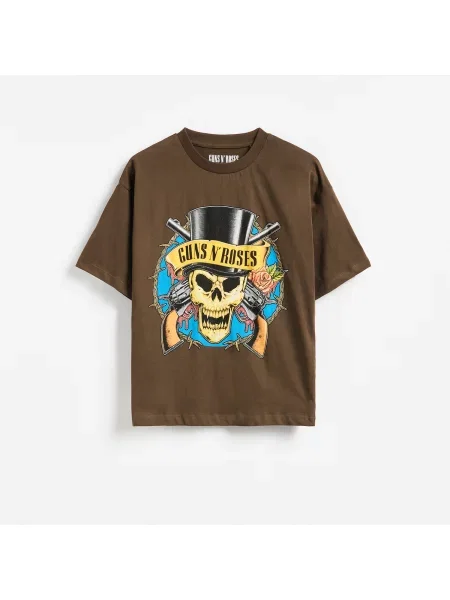 Reserved Tričko Guns N Roses tmavě hnědá
