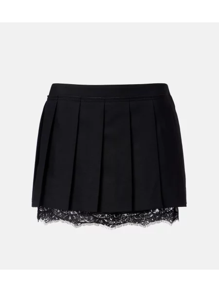 Fusta plisata Acne Studios plisată din dantelă negru
