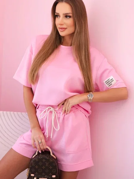Pantaloni scurți Kesi Włoski cu talie înaltă roz