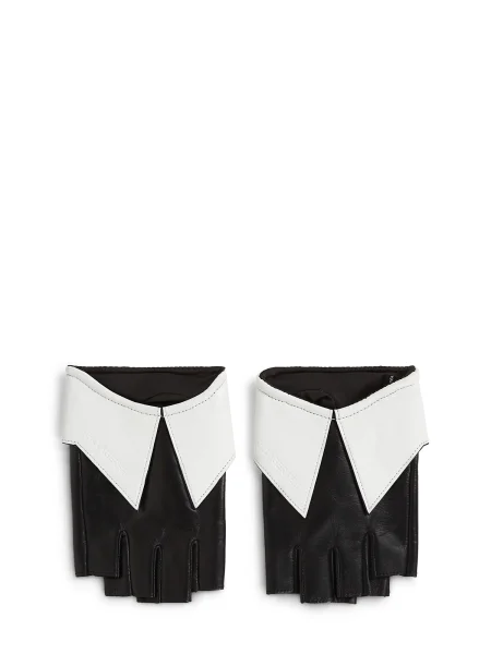 Karl Lagerfeld Rokavice s kratkimi prsti črna bela
