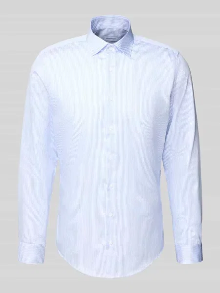 Koszula biznesowa o kroju slim fit z kołnierzykiem typu kent Seidensticker błękitna