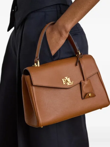 Кожена чанта Lauren Ralph Lauren кафяво