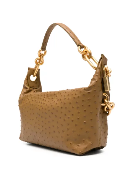 Colier Balmain din piele cu bretele maro